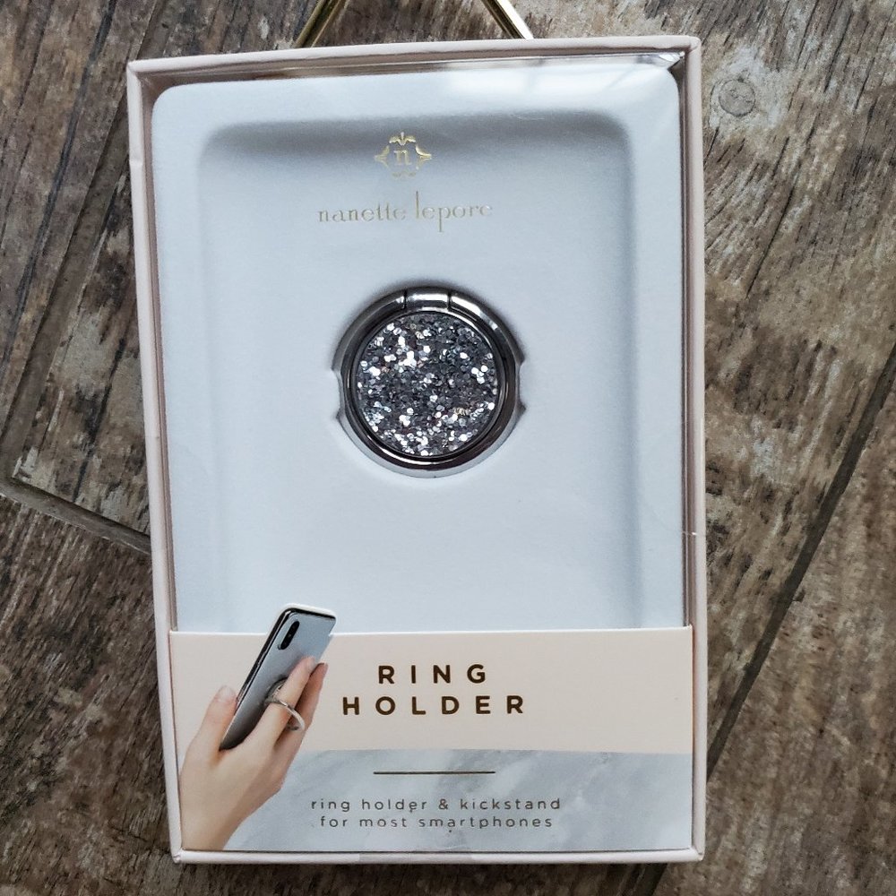 New In Box! Silver Glitter Ring Holder & Kickstand